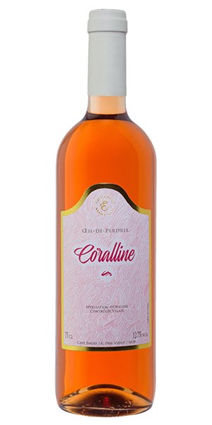 Cave Emery Coralline Oeil-de-Perdrix AOC Neuchâtel Schweiz Pinot Noir weissgekeltert Erfrischendes Bouquet mit roten Früchten wie Erdbeeren und Schwarzer Johannisbeere. Harmonischer, eleganter Geschmack mit ausgeprägtem Fruchtaroma. Wein kaufen