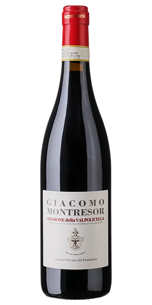 Giacomo Montresor Amarone DOCG del Fondatore Veneto Italien Corvina Veronese, Rondinella Aromen von reifen roten Früchten und eingelegten Kirschen. Am Gaumen kraftvoll und komplex mit Mandel, Brombeere, Gewürzen, feiner Säure und kräftigen Tanninen. Langer, fruchtiger Abgang. Wein kaufen
