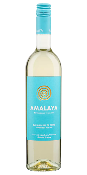 Bodega Amalaya Blanco Dulce Valle Calchaquí Argentinien Torrontés, Riesling Fruchtige Aromen mit Noten von Banane und Ananas, begleitet von einer sanften floralen Frische. Am Gaumen cremig und süss, im Abgang anhaltende Zitrusnoten mit einem frischen Nachgeschmack. Wein kaufen.