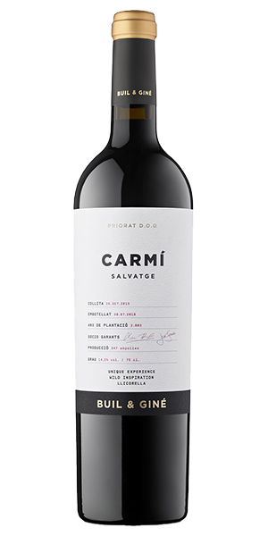 Buil & Giné Carmí Salvatge DOQ Priorat Spanien Garnacha Kräftig und elegant mit dunklen Früchten wie Brombeere und Kirsche, dazu Vanille, Tabak und florale Würze. Trocken, vollmundig, reife Tannine, mineralischer Abgang. Limitiert auf 347 Flaschen. Wein kaufen