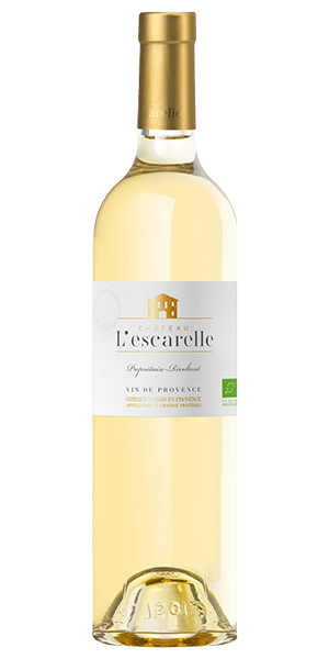 Château de l’Escarelle Blanc AOP Provence Frankreich Rolle, Ugni Blanc Ein frisches Bouquet von reifen Zitrusfrüchten und Ananas. Am Gaumen zeigt er sich lebendig und gut strukturiert, mit einem eleganten Abgang nach weissen Blumen und exotischen Früchten. Wein kaufen